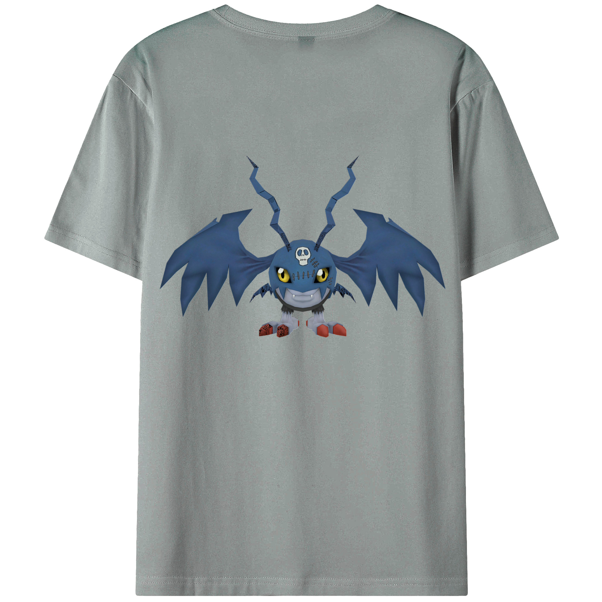（画像用） Digimon デジタルモンスター/デジモン 綿100％ メンズ半袖Tシャツ（バックプリント） 通気性
